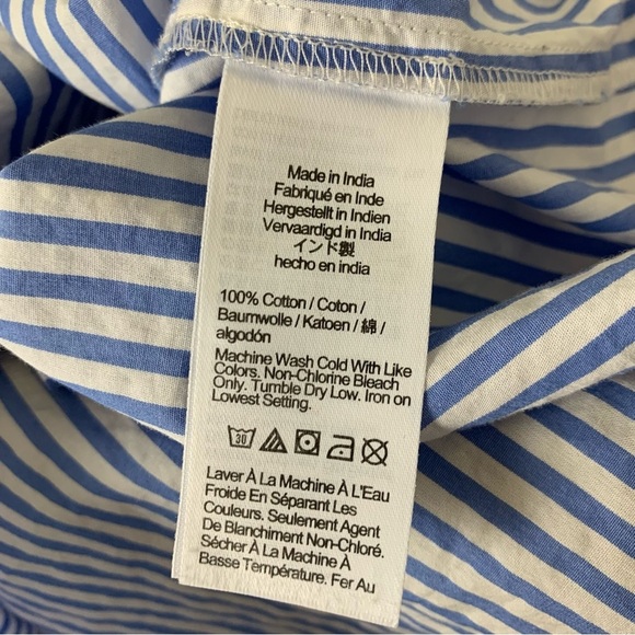 J Crew Crewcuts Cropped Button Up Striped Shirt Ruffle Accent Girls 10 - Picture 5 of 11